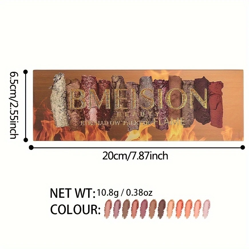 12 colors warm and bright eyeshadow palette with shimmer glitter and matte finish - long-lasting makeup with mirror and matching