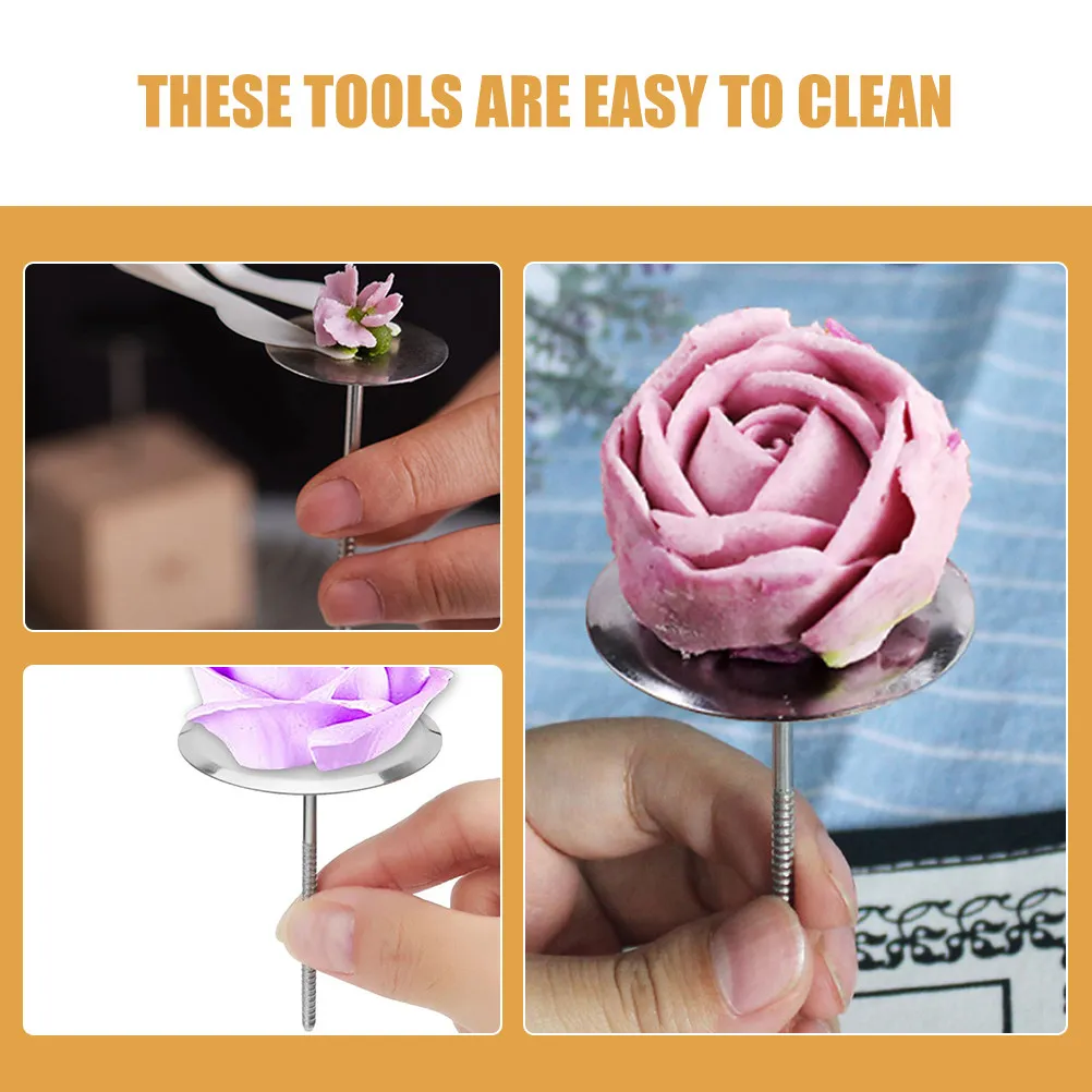 8 Pcs Tools for Cake Decorating Kits Stainless Steel Baking Reusable Flower Nail Creative