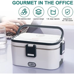 1.2L 1.8L Electric Lunch Box Meal Pot Stainless Steel Portable Lunchbox Thermal Car Food Heated Camping Bento for Women Kids Bag