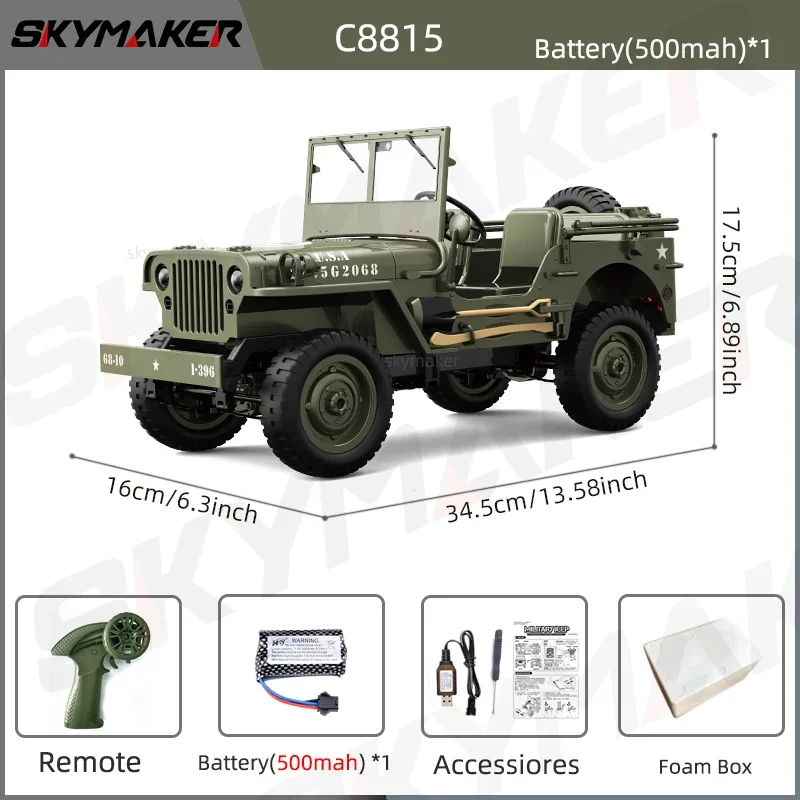 JJRC C8815 1/10 Willys Jeep Rc Car 1941 MB Scaler 2.4g 4wd RTR