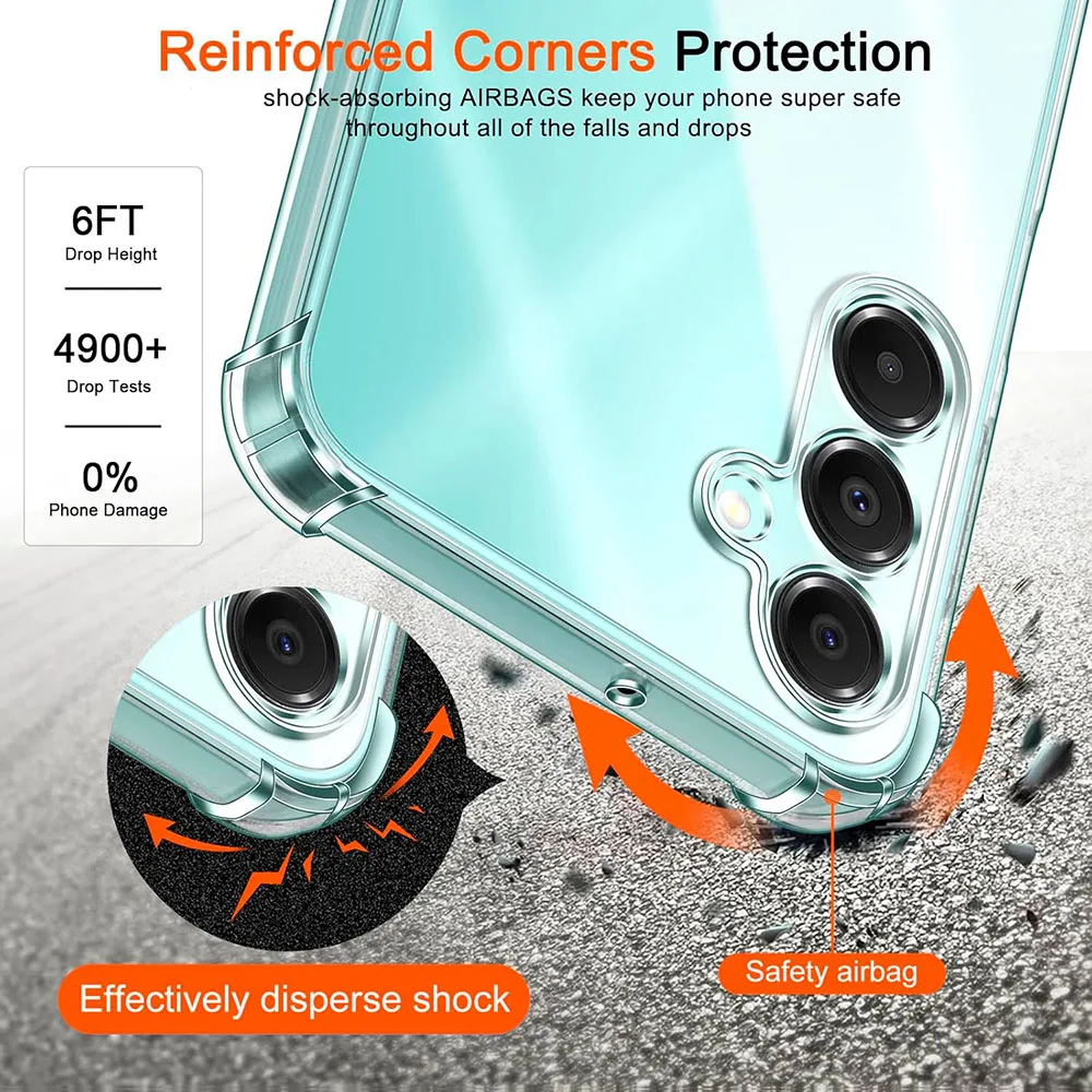 Luxury Shockproof Silicone Soft Case For Samsung Galaxy A16 A06 A26 A36 A56 A15 A25 A35 A55 A05s A05 A54 A34 A24 A14 A04s Clear