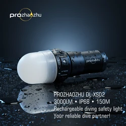 PROZHAOZHU 3000 Lumen IP68 Waterproof 200M Diving Strobe Rechargeable 26650 Underwater Scuba Signal for Wreck Diving