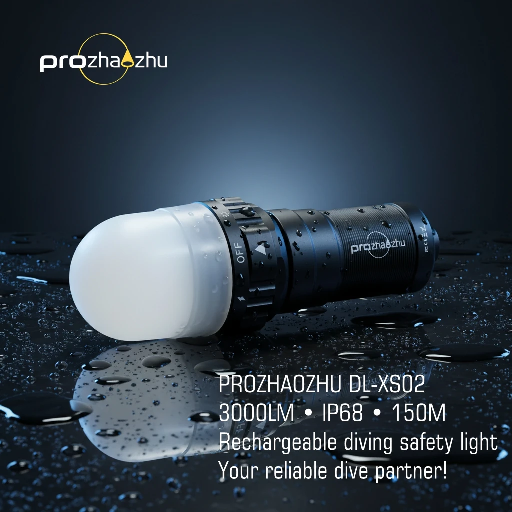PROZHAOZHU 3000 Lumen IP68 Waterproof 200M Diving Strobe Rechargeable 26650 Underwater Scuba Signal for Wreck Diving