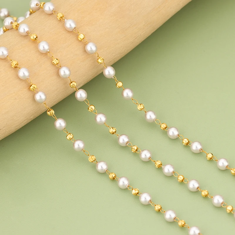 assoonas, 1m/Stück, C459, Kette, Edelstahl, Kunststoffperle, handgefertigt, Dekorationszubehör, DIY Armband Halskette, Schmuckherstellung – Detail 2