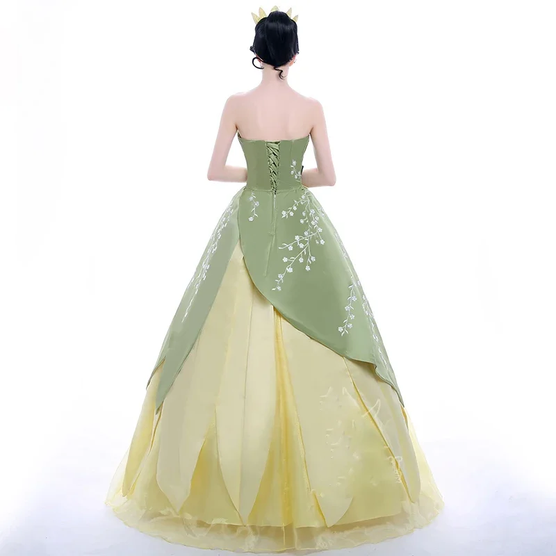 Custom Made Top Quality  Tiana Princess Cosplay Costume For Halloween Party Dress