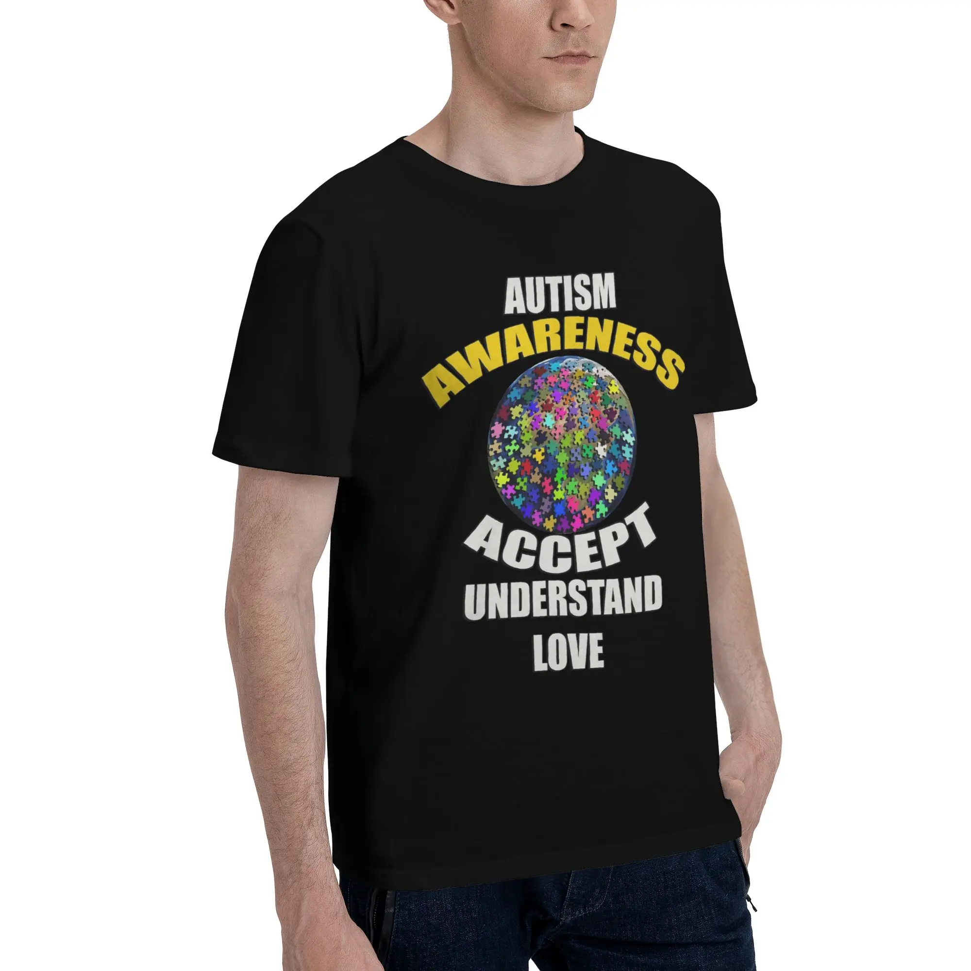 Autism Awareness Respect Love Support  Printed T Shirts for Men Women  Pure Cotton  Tee Shirt Clothing