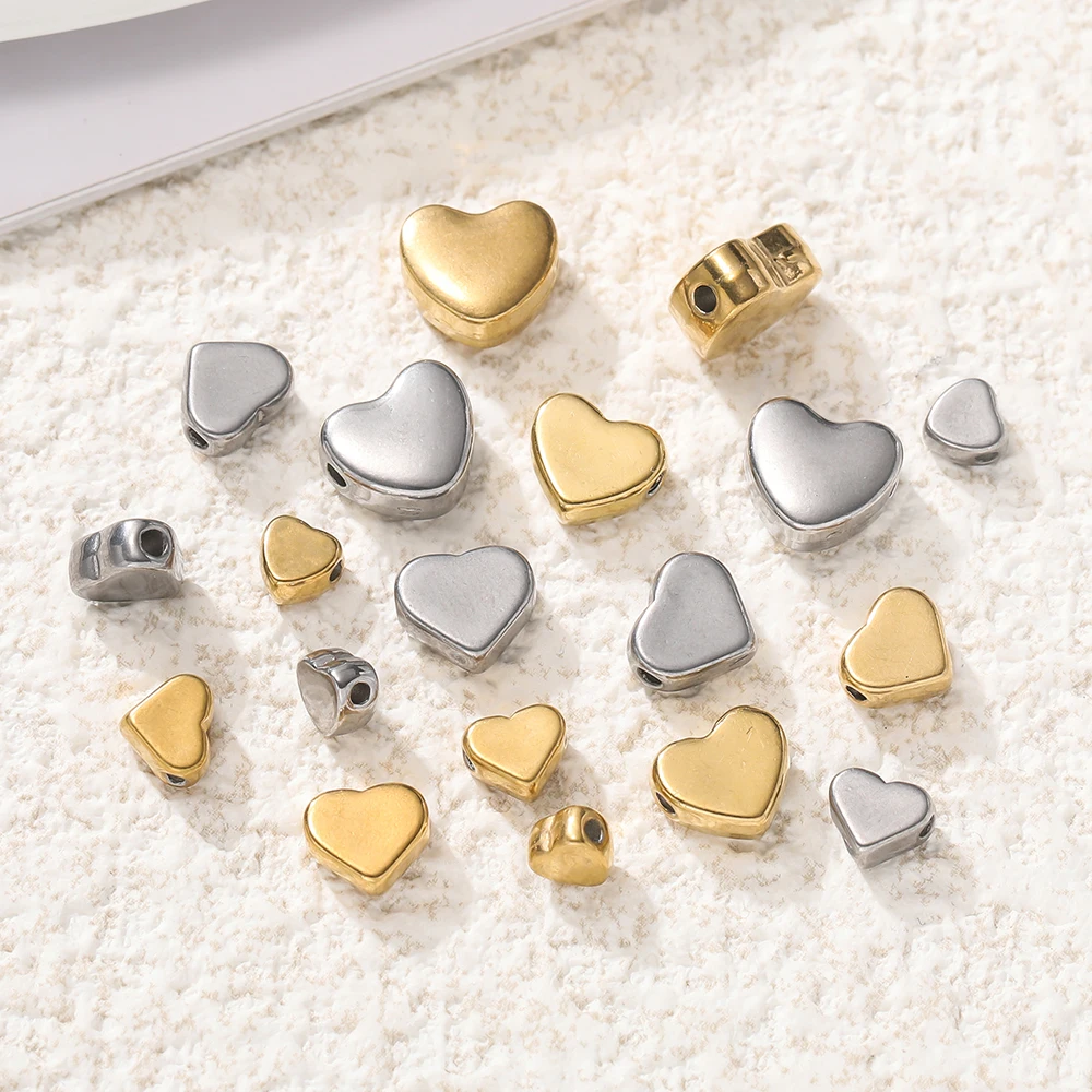 

5Pcs/Pack Stainless Steel 304 Heart Shape Gold Charms Spacer Beads For DIY Necklace Bracelet Jewelry Making Accessories