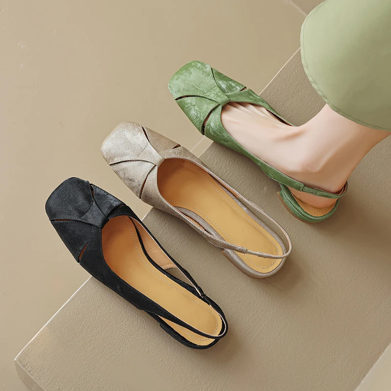 2026 new summer women sandals natural leather 22-25cm cowhide+sheepskin+pigskin square toe hollow out back-buckle women shoes