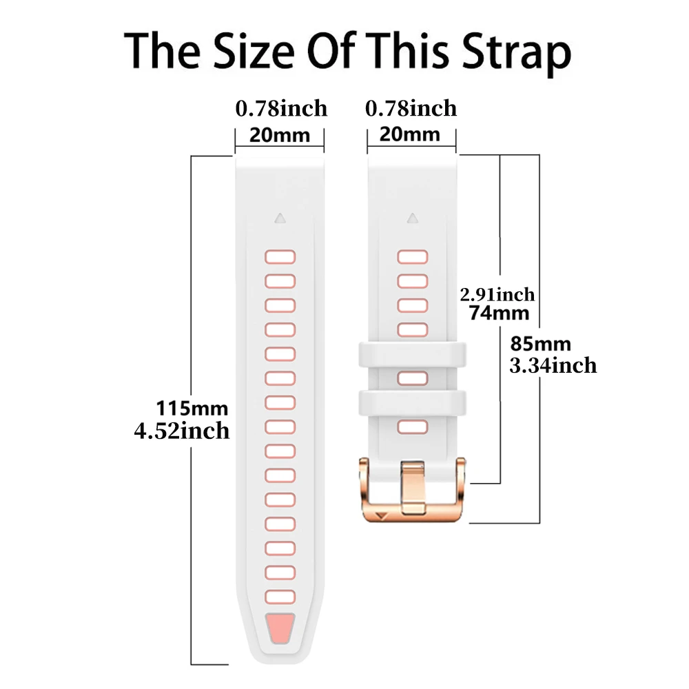QuickFit 20mm Silicone Watch Strap For Garmin Fenix 9 43mm,Fenix 9 Pro 43mm,Descent Mk3 Mk3i Replacement Wristband For Women Men