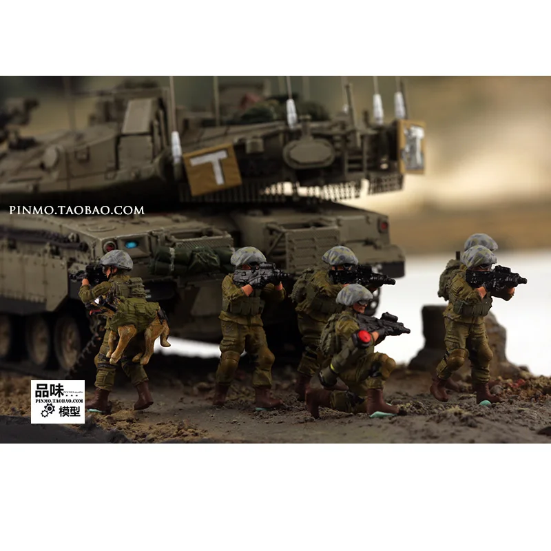 1:72 Scale Resin Israel Defense Force 6-man Team+dog Accessory Model Adult Collection Toys Classic Gifts Souvenir Static Display