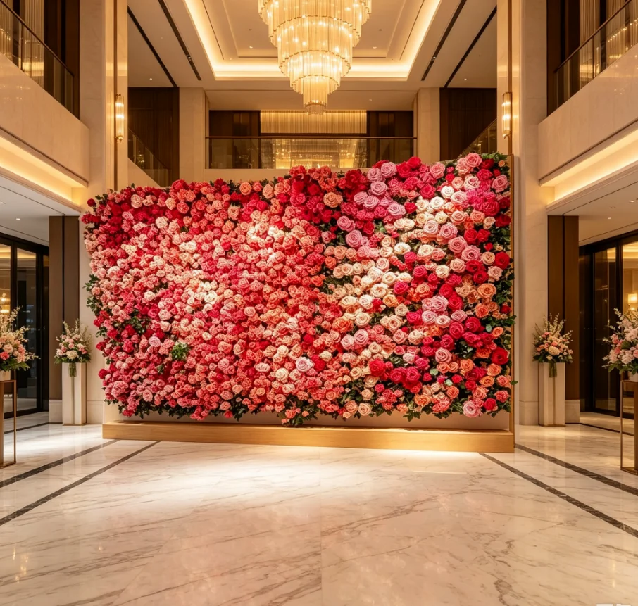 PinkRed Peony Artificial Flowe - Flower Wall Panel 评论和价格