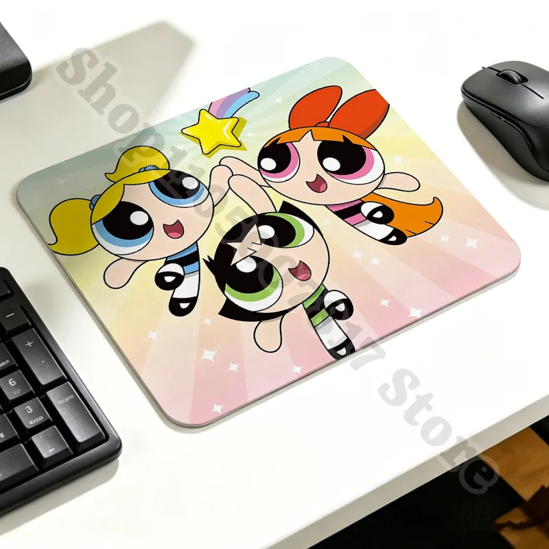 Kawaii The Powerpuffs Girls Creative Mouse Pad Cartoon Non-slip Mousepad Mice Accessories Anime Cute Mouses Mat Birthday Gifts view 3