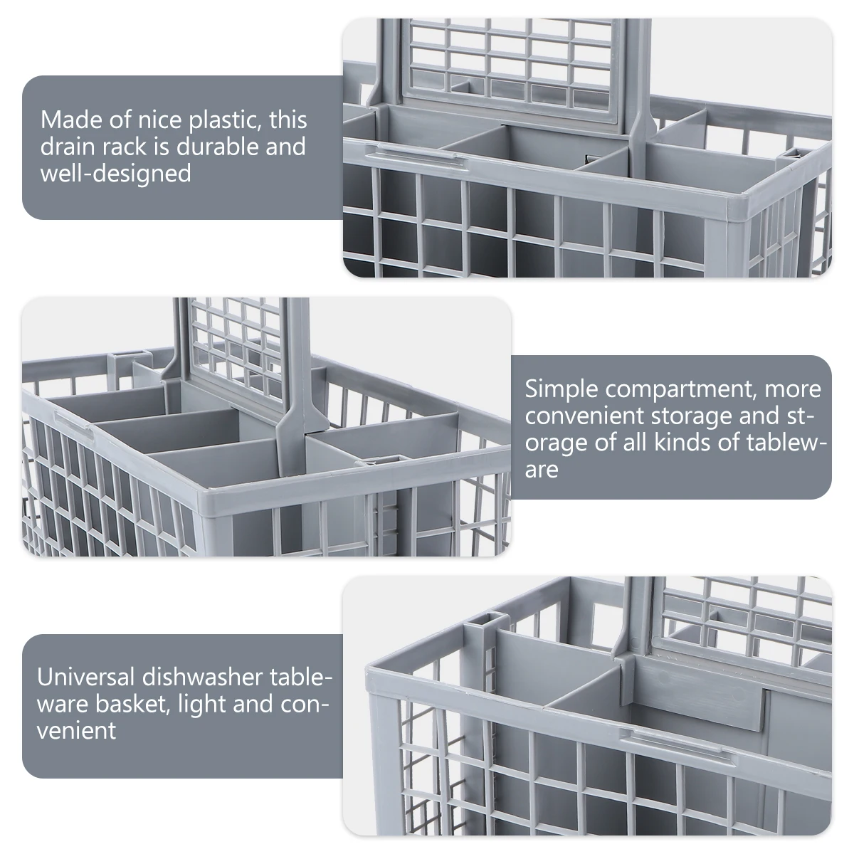 

1Pcs Dishwasher Storage Basket Portable Tableware Drying Rack Light Grey Spoon Chopsticks Holder Multifunctional Dish Drainer