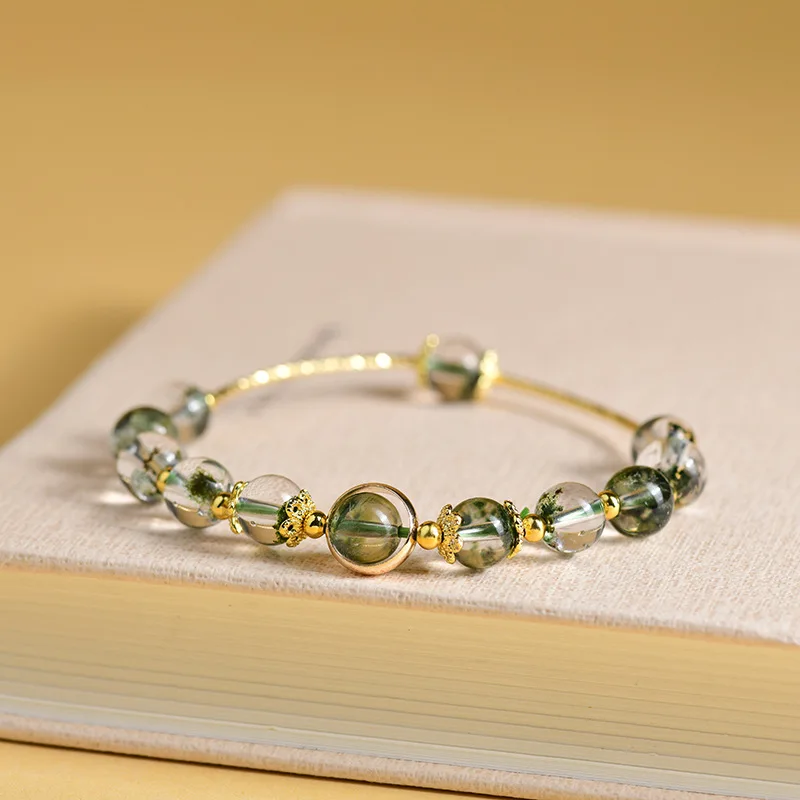 Natural Green Phantom Quartz Bracelet Original Design Minimalist Stylish Delicate Handcrafted Beaded Bracelet Gifts