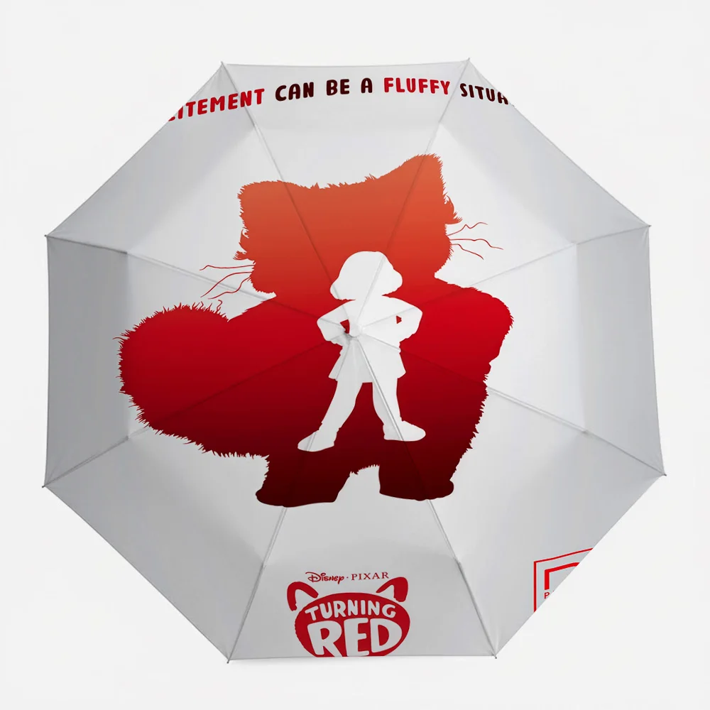 

Автоматический складной зонт с принтом силуэта красной панды Disney Pixar Turning Red, ветрозащитный и водонепроницаемый дорожный зонт для детей