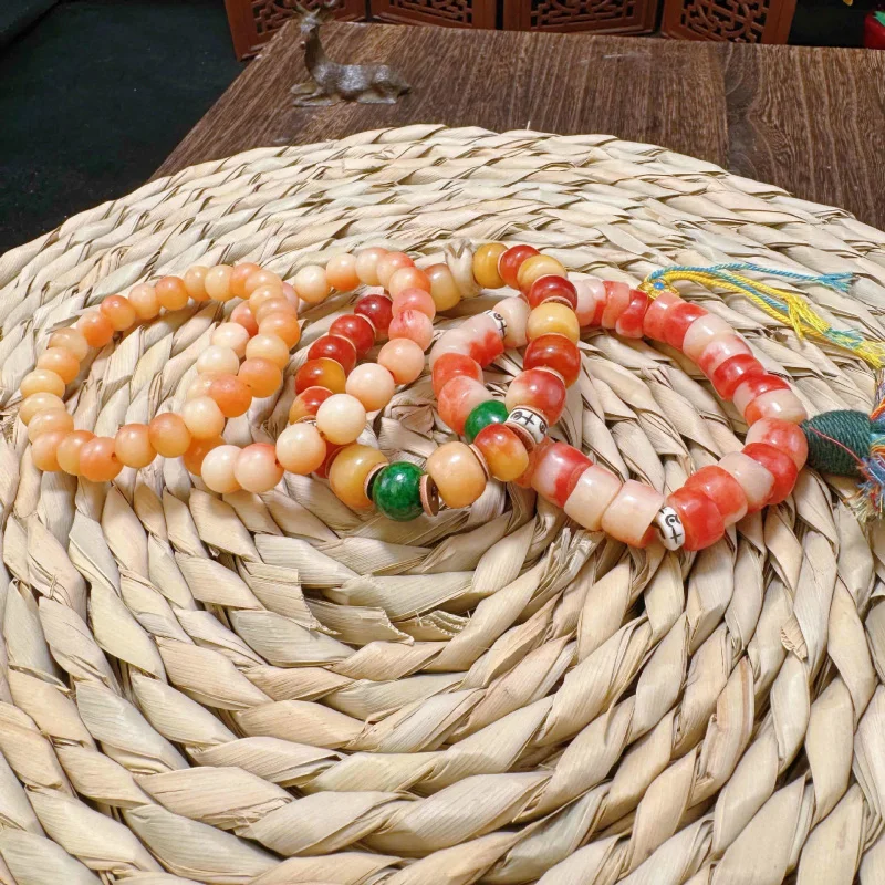 Half Blood Large Intestine Round Single Loop Buddha Bead Backflow Bone Material Accessory Bracelet