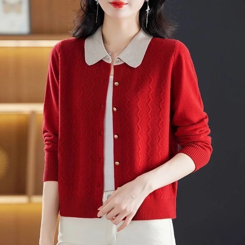 

Mom Sweater for Women New Cardigan Spring Clothes Versatile Lapel Sweater Jacket