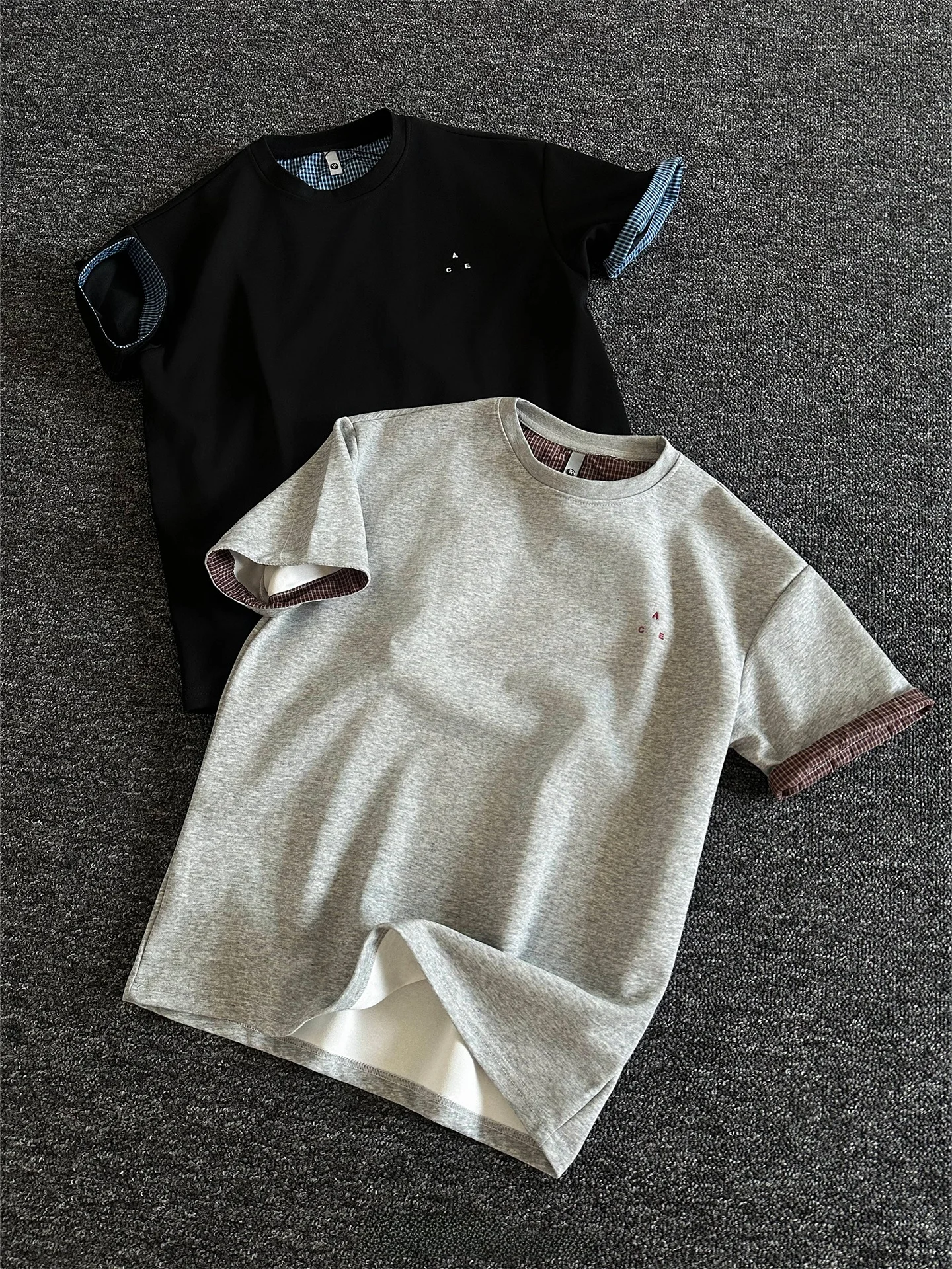 

Футболка Rise Brand Clean Fit Boxy с клетчатыми вставками, свободного кроя, с коротким рукавом, простой дизайн, хлопок, американский уличный стиль, круглый вырез.