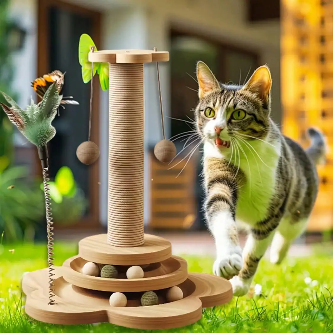 Wooden Multi-Level Cat Activity Tower 8
