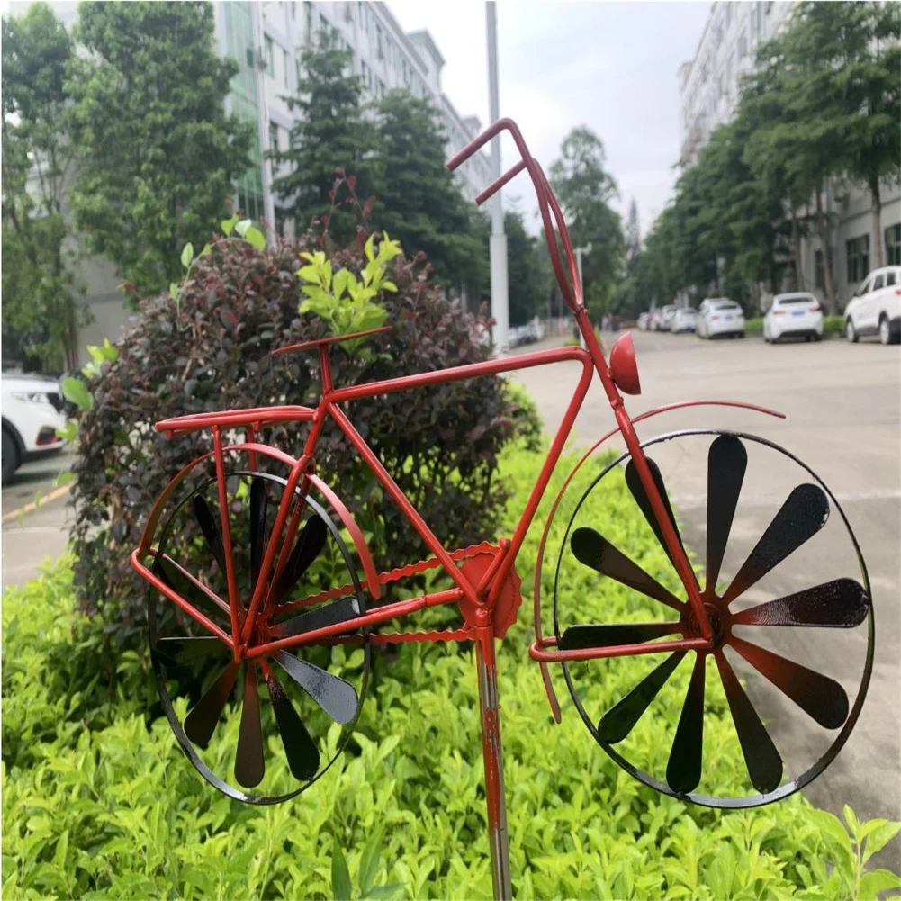 

IRON Bicycle Wind Spinner Metal Bicycle Wind Spinners With Stake Vintage Bicycle Wheel Windmill Garden Decor For Patio Lawn Farm