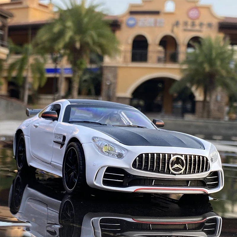 1:24 AMG-GTR GT سيارة رياضية سبيكة سيارة نموذج دييكاست ولعبة سيارة لعبة معدنية نموذج سيارة جمع ضوء الصوت محاكاة هدية