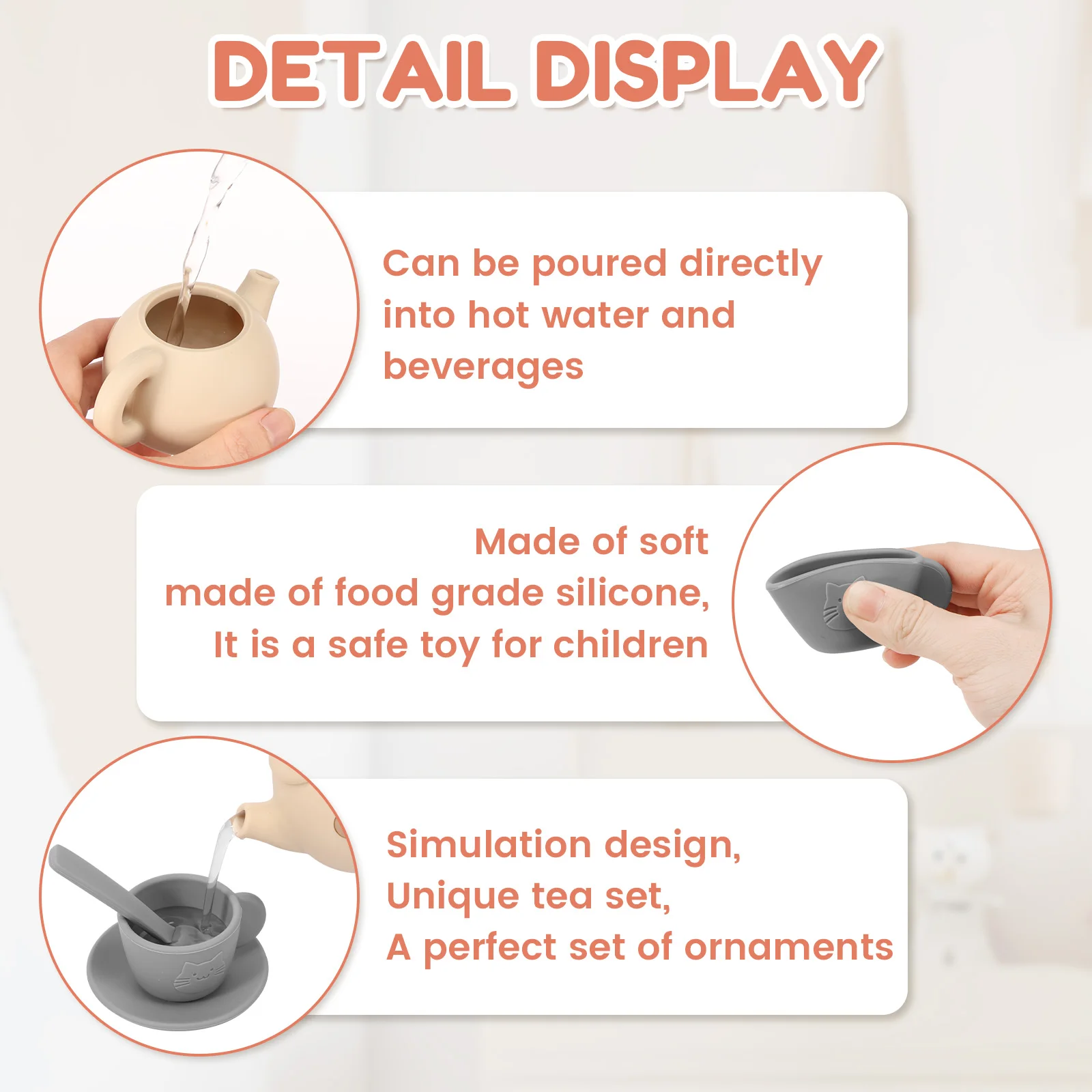 14個入りシリコン製アフタヌーンティーセットおもちゃキッチンアクセサリーティーパーティーフードプレイ早期教育玩具幼児女の子男の子子供向け