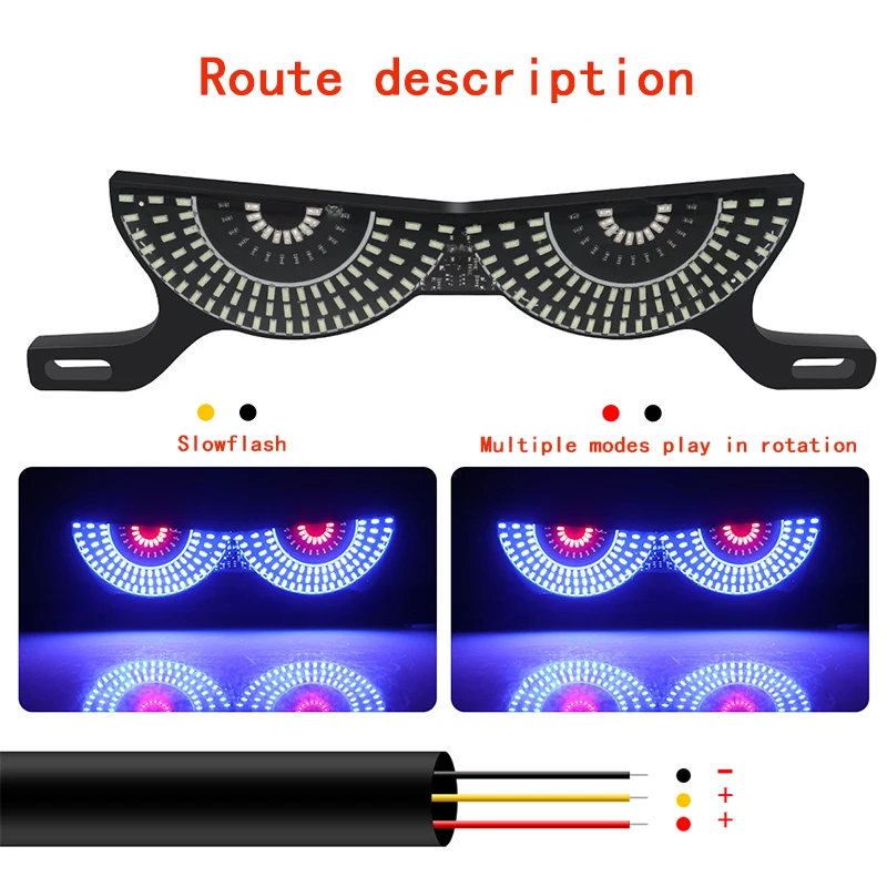 12V Motorcycle Taillights Eye Lights Devil's Eye LED Warning Lights High Brightness Dynamic Taillights License Plate Lights
