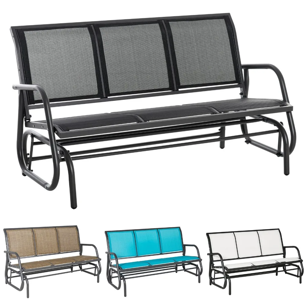 

Patio 3-Seat Glider Bench Chair Rocker Heavy-Duty Outdoor Garden