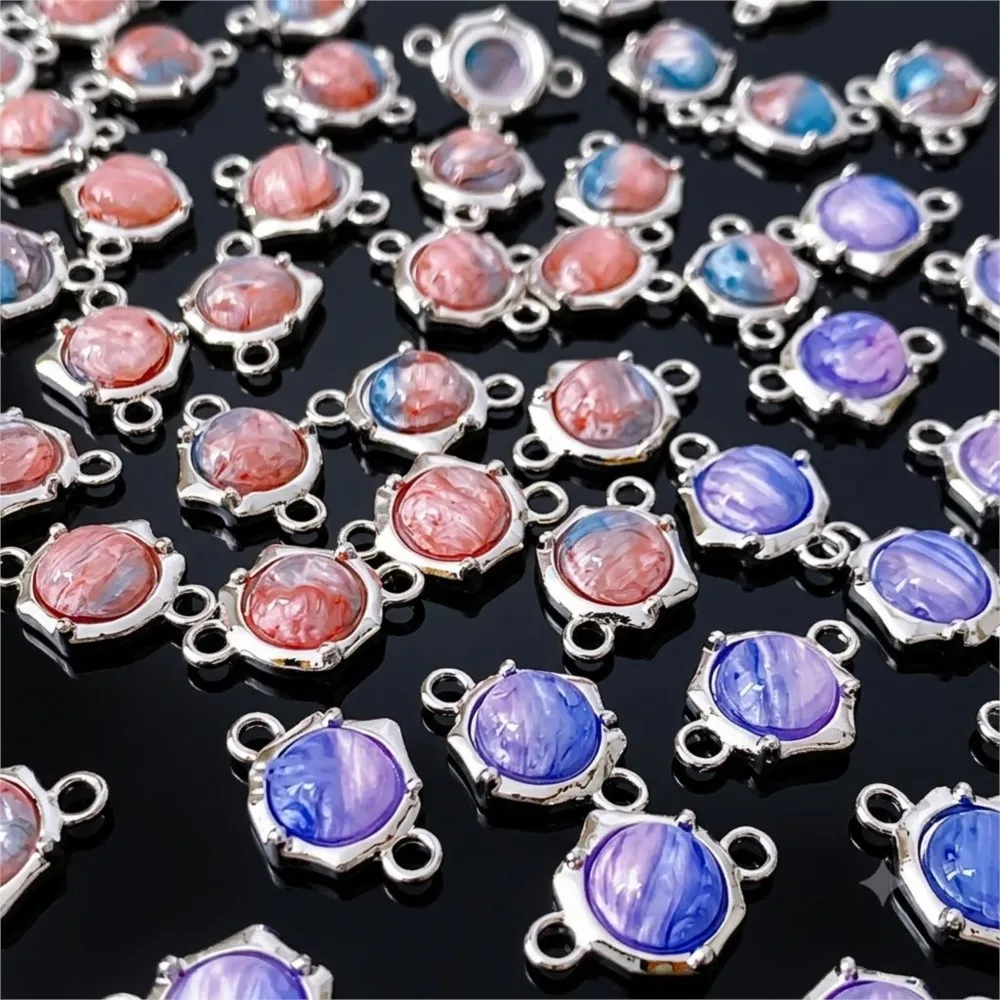 5Pcs 12x17.5mm Alloy Cat Eye Stone Halo Dyed Double Hanging Pendant Beads Connectors DIY Bracelet Necklace Jewelry Accessories - view 4