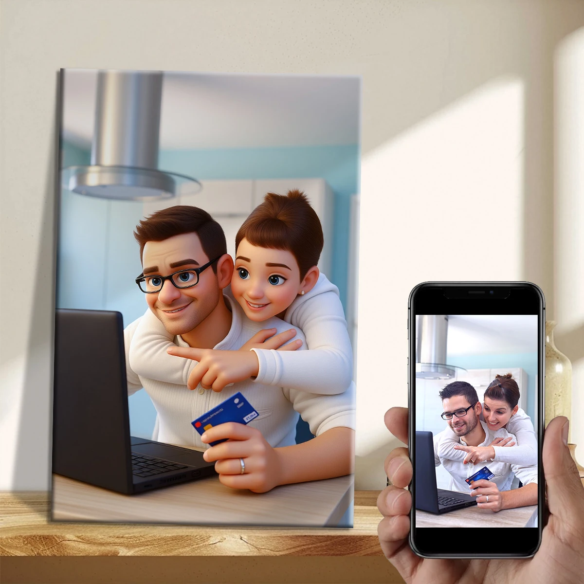 1 Stück personalisiert, senden Sie Ihr Foto, umgewandelt in Anime-Stil, A4-A3-A2-Porträts, Familienfotos, malen Sie HD-Druck auf Leinwand, ohne Rahmen