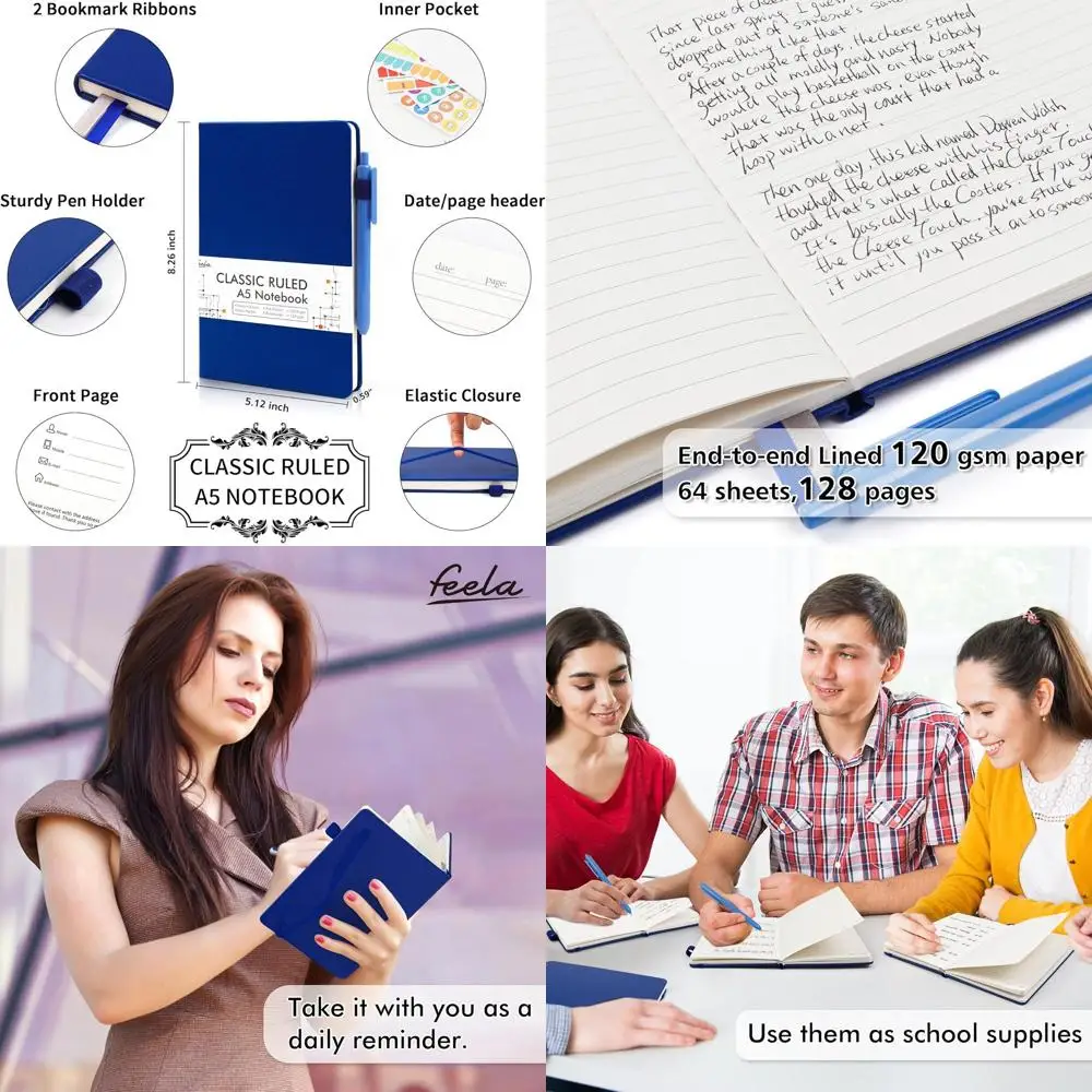 

Набор бизнес-блокнотов A5 Navy, 18 журналов в твердом переплете с подставкой для ручек, 120 GSM, 5,1x8,3 дюйма, в комплект входит 18 ручек