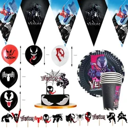 Venom Theme Birthday Party Decorations Disposable decorations tableware Set Plate Cup cake topper Birthday Party Supplies Action