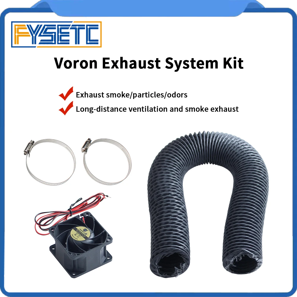 FYSETC 3D Printer Exhaust Fan Hose Encrypted Foil Ventilation Pipe Scalable Smoke Tube with 6038 FAN for Voron 2.4 R2 TRIDENT