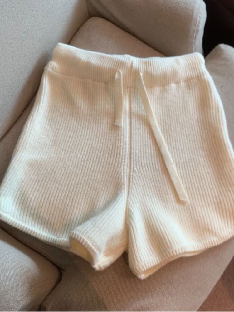 Retro ey Woolen Knitted orts Women's Autumn Winter Outerwear A-Line Wide Leg Pants Lazy High Waist Casual Boot Pants