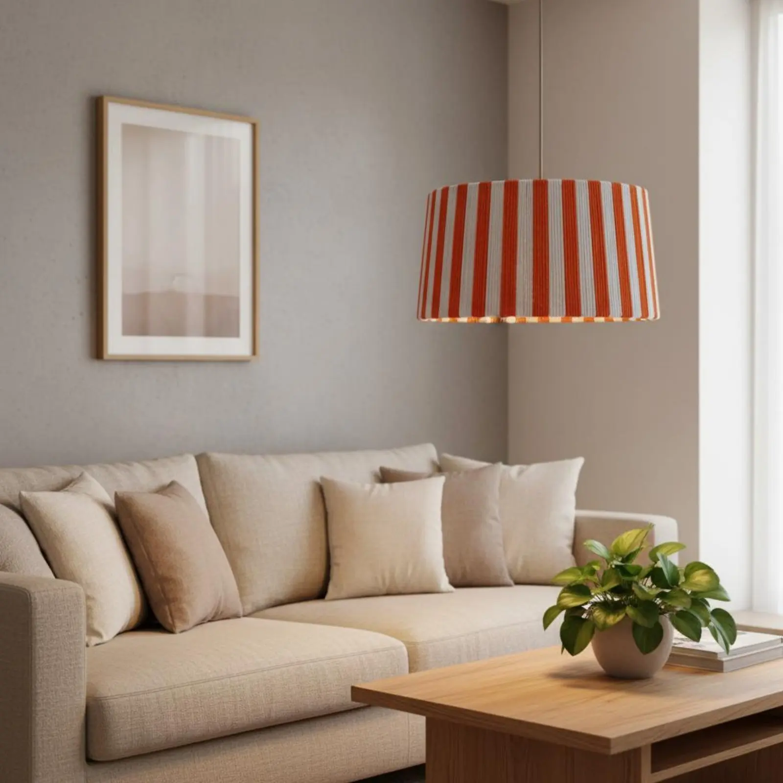 

Handmade Brightness Shade Creative Design Woven Lamp Shade Woven Drum Lampshade Easy Installation Striped Rope Lampshade Warm