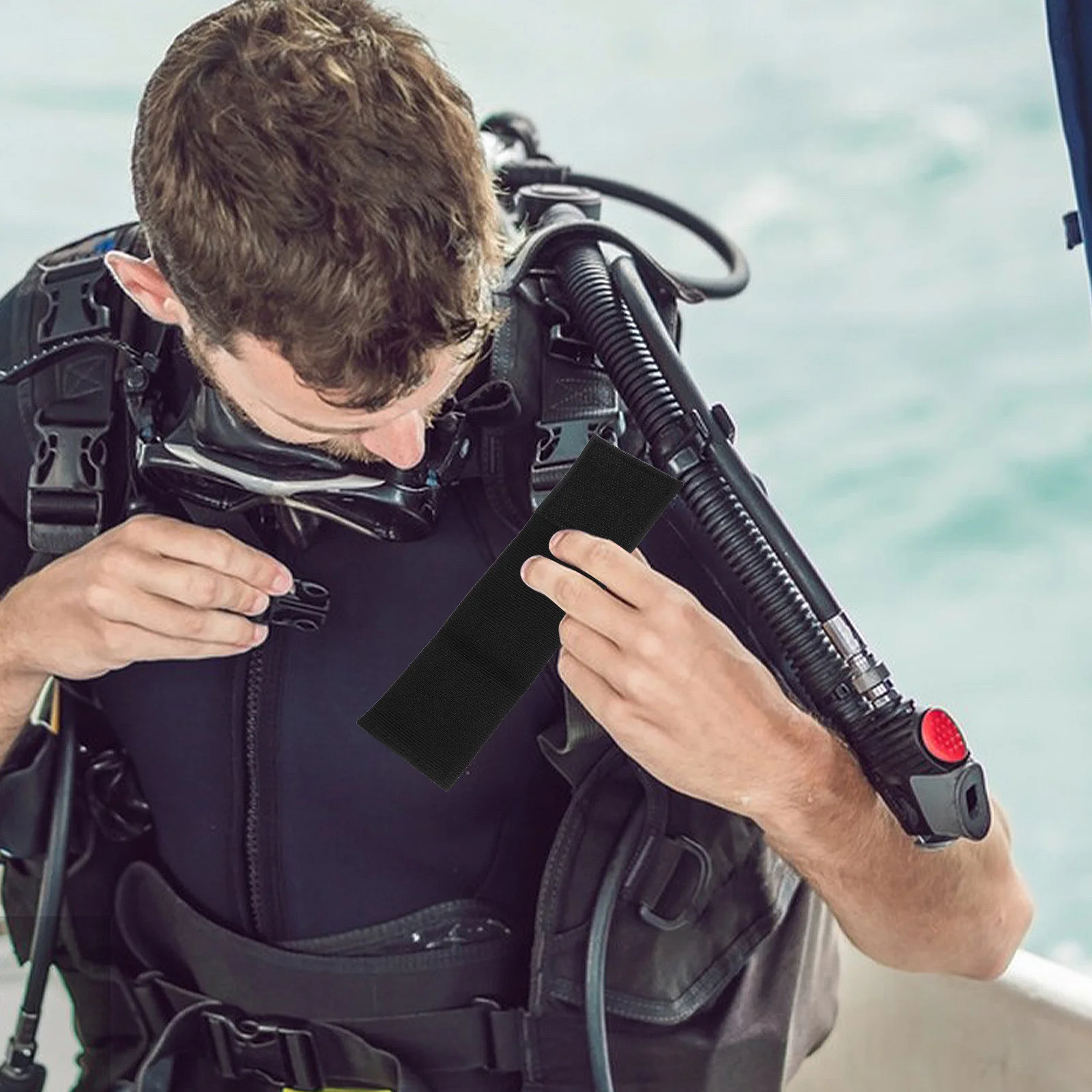 

Quick Release Diving Adjustable Black Nylon Strap Scuba Cutter Attachment Diving Gear Fixed Strap Underwater Safety Accessories