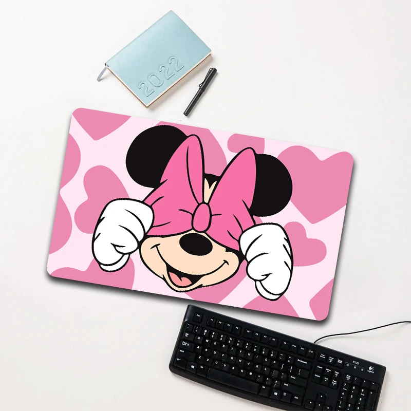 

Disney Minnie Mouse Heart Cover Eye Pink Mouse Pad Large Non-slip Waterproof Desk Mat for Computer Laptop