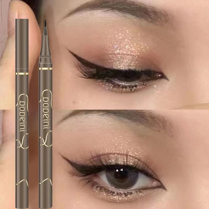 Ultrafijne Vloeibare Eyeliner Pen Zweetbestendig Sneldrogend Liggende Zijderups Eyeliner Potlood Natuurlijke Matte Oogschaduw Potlood Schoonheid Tool