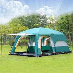 Thickened Rainproof Family Tent, Two Rooms, Leisure Camping, One Layer, 4, 6, 8, 10 Person