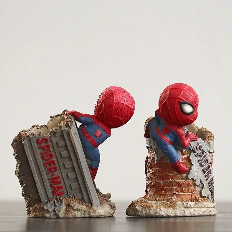 Marvel Spider-Man Animation Peripheral Cartoon Pen Holder, creativo, personalizado, adorno de escritorio, Cubo de almacenamiento, regalo de vacaciones, nuevo