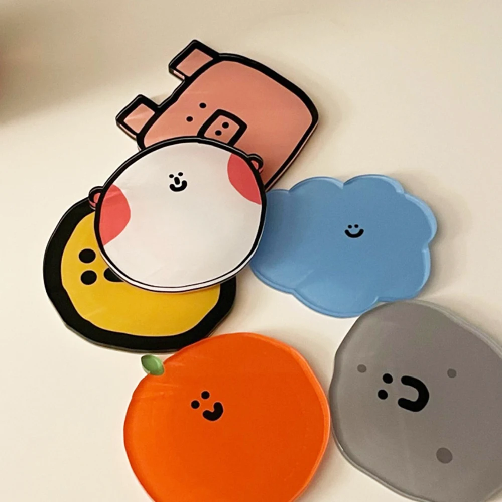 Cute Cartoon Acrylic Coaster Simple Waterproof Cup Pad High Temperature Bowl Pad Desktop Decoration Non-slip Table Mat