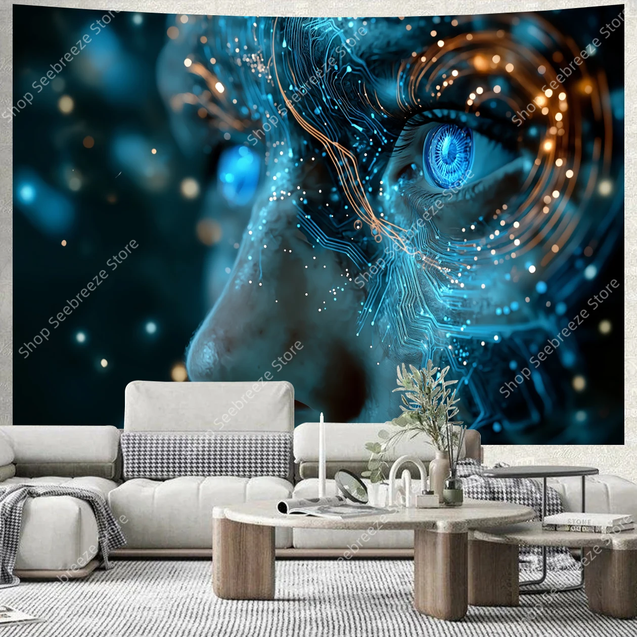 Cyberpunk Circuit Board Tapest - Tech Office Wall Art review and price