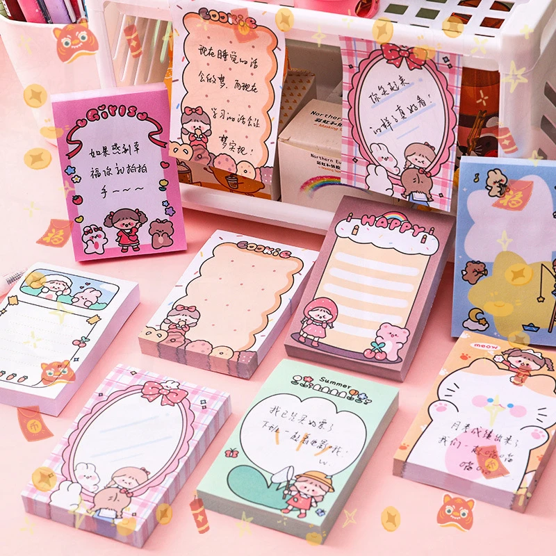 10 Pcs Wholesale Cartoon Girl Memo Pad Girl Heart Notes Student Notes N Times Posted Take-away