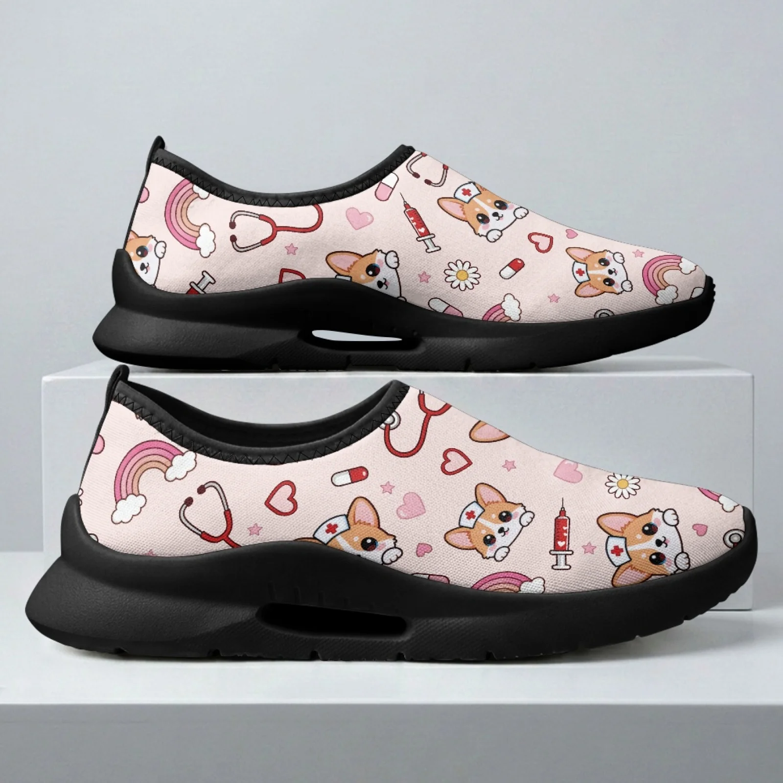 PENSTROLL Corgi Vet Print Casual Classic Mesh Slip on Shoes Casual Sneakers for Men for Male Everyday Summer