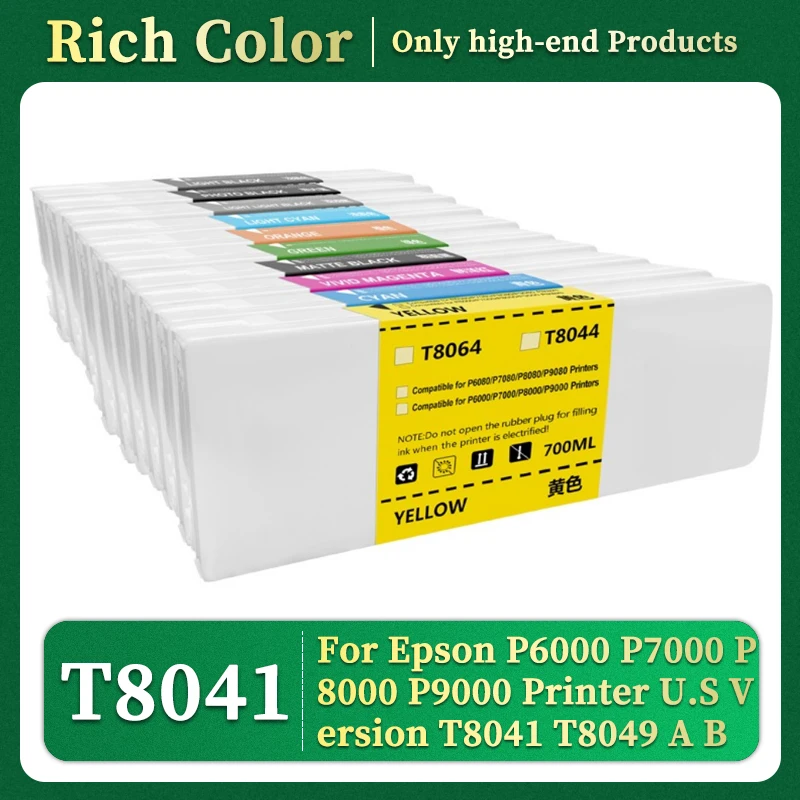 U.S Version T8041 Ink Cartridge With chip 700ML Compatible For Epson P6000 P7000P8000 P9000 Printer T8041 T8049 A B printer