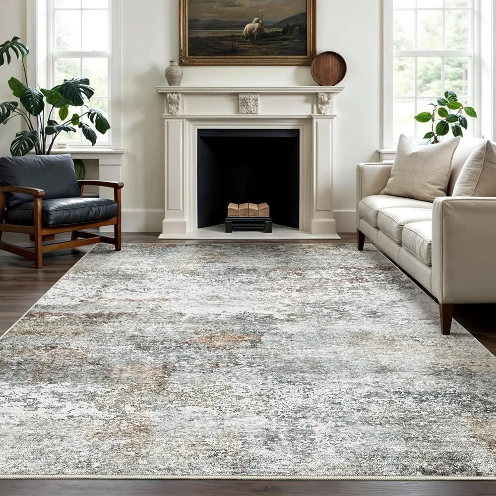 Art & Tuft Washable Abstract Rugs with Anti-Slip and Stain-Resistant Features for Living Room, Suitable for Machine Washing and