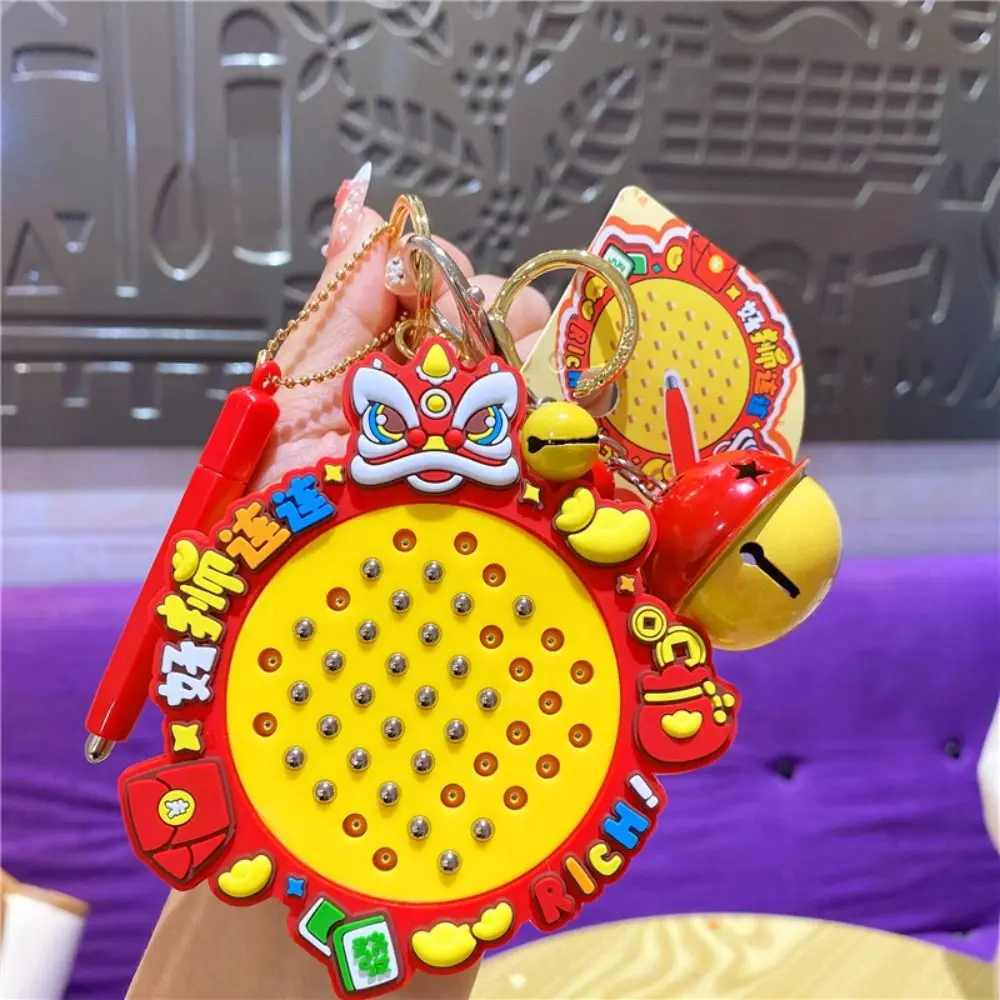 Lion Dance Magnetic Drawing Board Keyring Become Rich Chinese Style Mini Funny Keychain Montessori Doodle Board