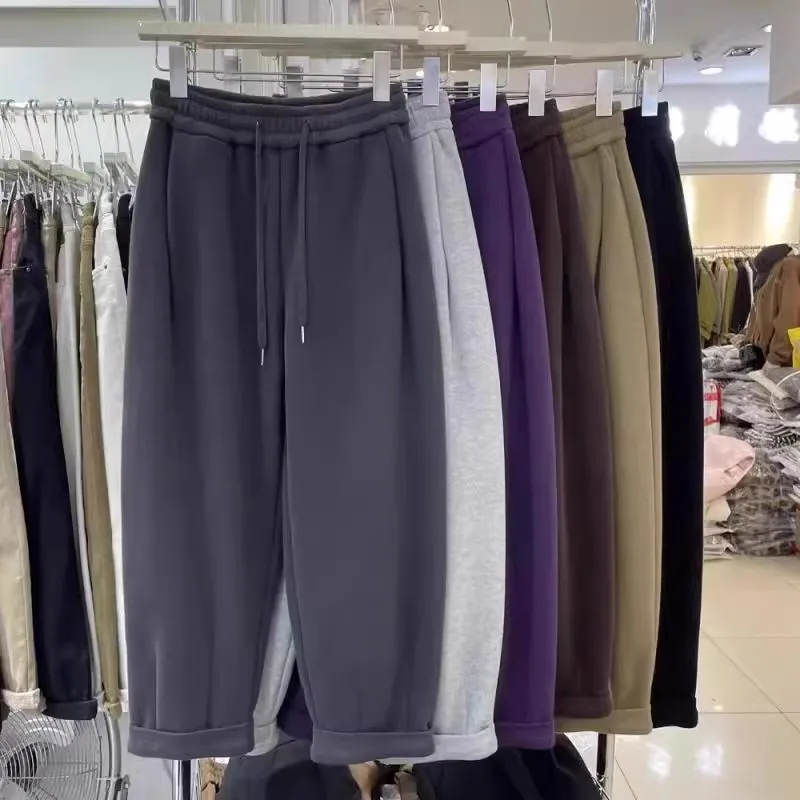 

Autumn Winter plus Size 35kg Deep ey Wide Leg Fce Lined Thiened Sweatpants Loose Sports Casual Pants Harlan Pants