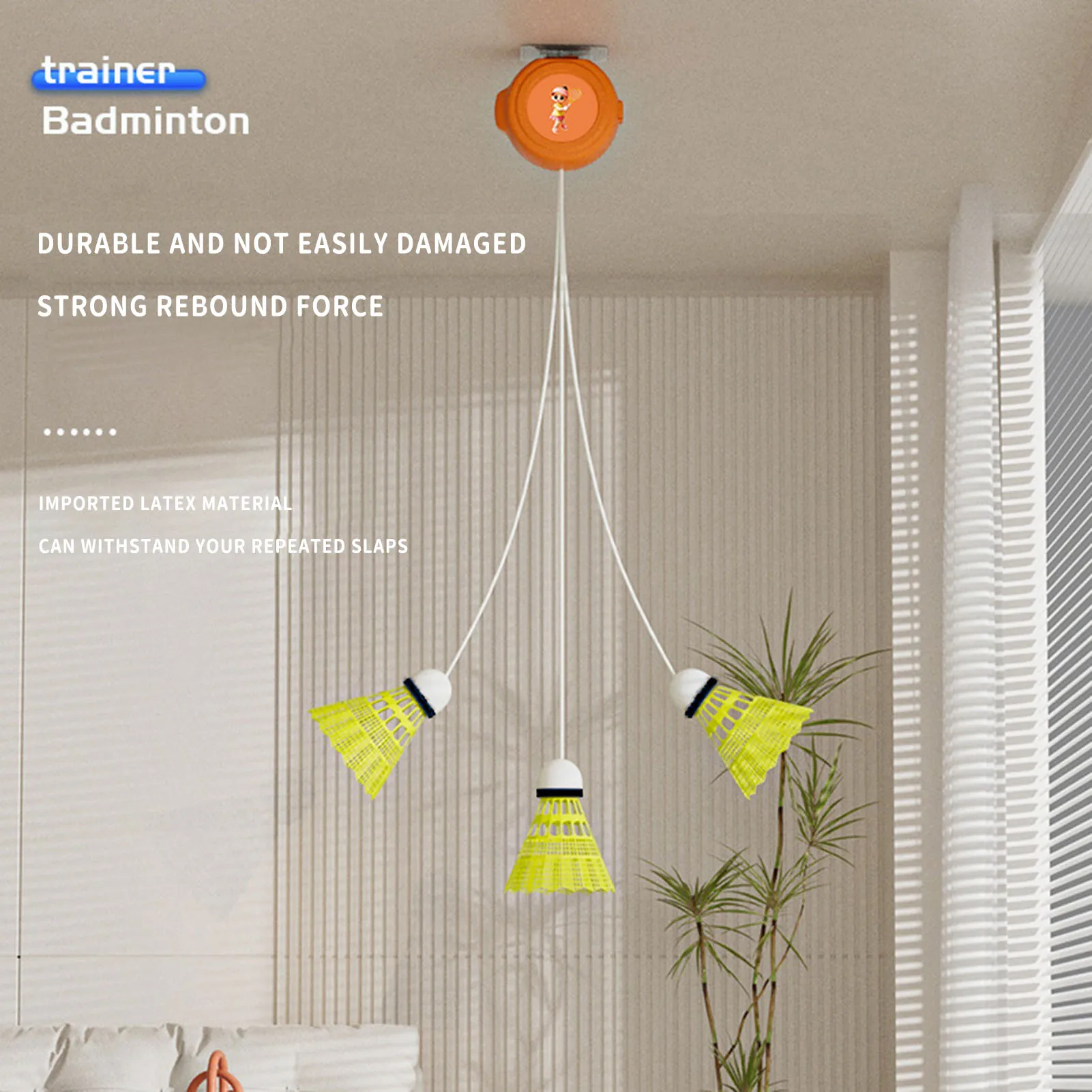 Automatic Retractable Badminton Trainer Solo Practice Rebounder With Adjustable Speed For All Skill Levels Home Office Practice