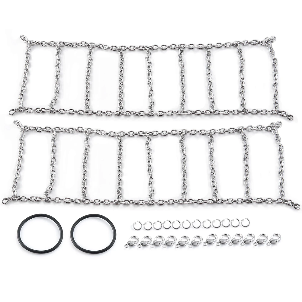 MIBIDAO 4 szt. Metalowe Łańcuchy Śniegowe na Koła Antypoślizgowe Łańcuchy Bezpieczeństwa na Śnieg do 1/10 RC Rock Crawler TRX4 TRX6 Axial SCX10 90046 D90